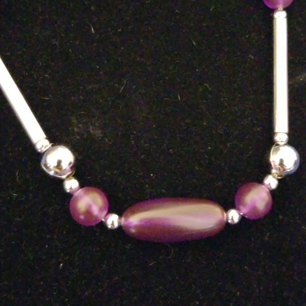 Vintage Sarah Coventry Purple and Silver Necklace - Picture 3 of 5